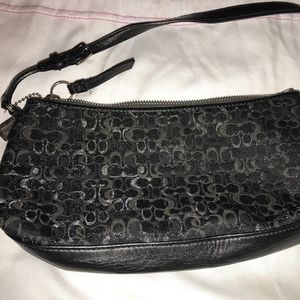 COACH black and silver clutch
